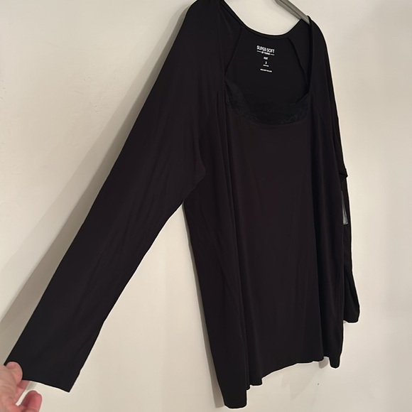 NWT Torrid 2 Super Soft Jersey Knit Lace Insert Top - Picture 7 of 9